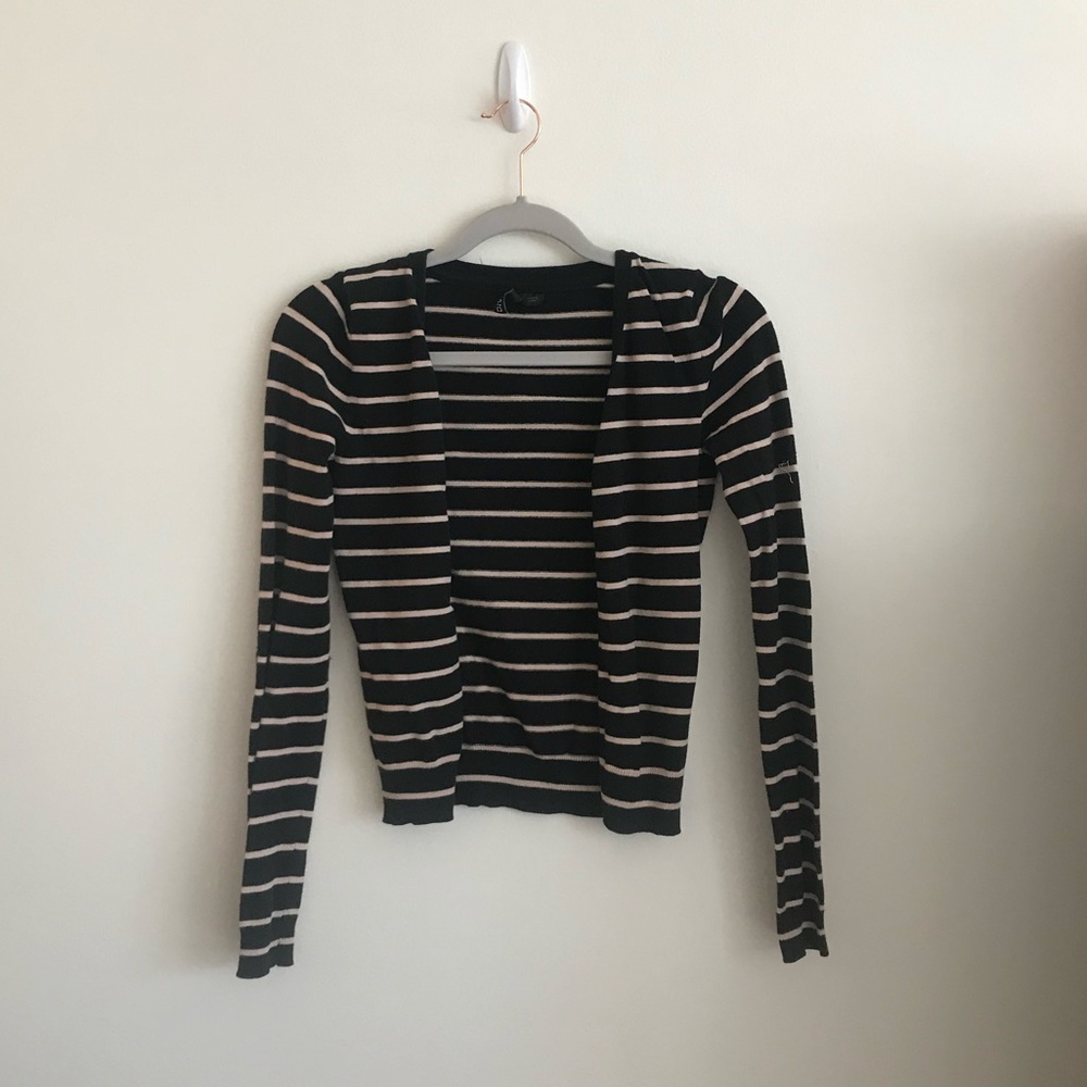 Black and beige striped cardigan